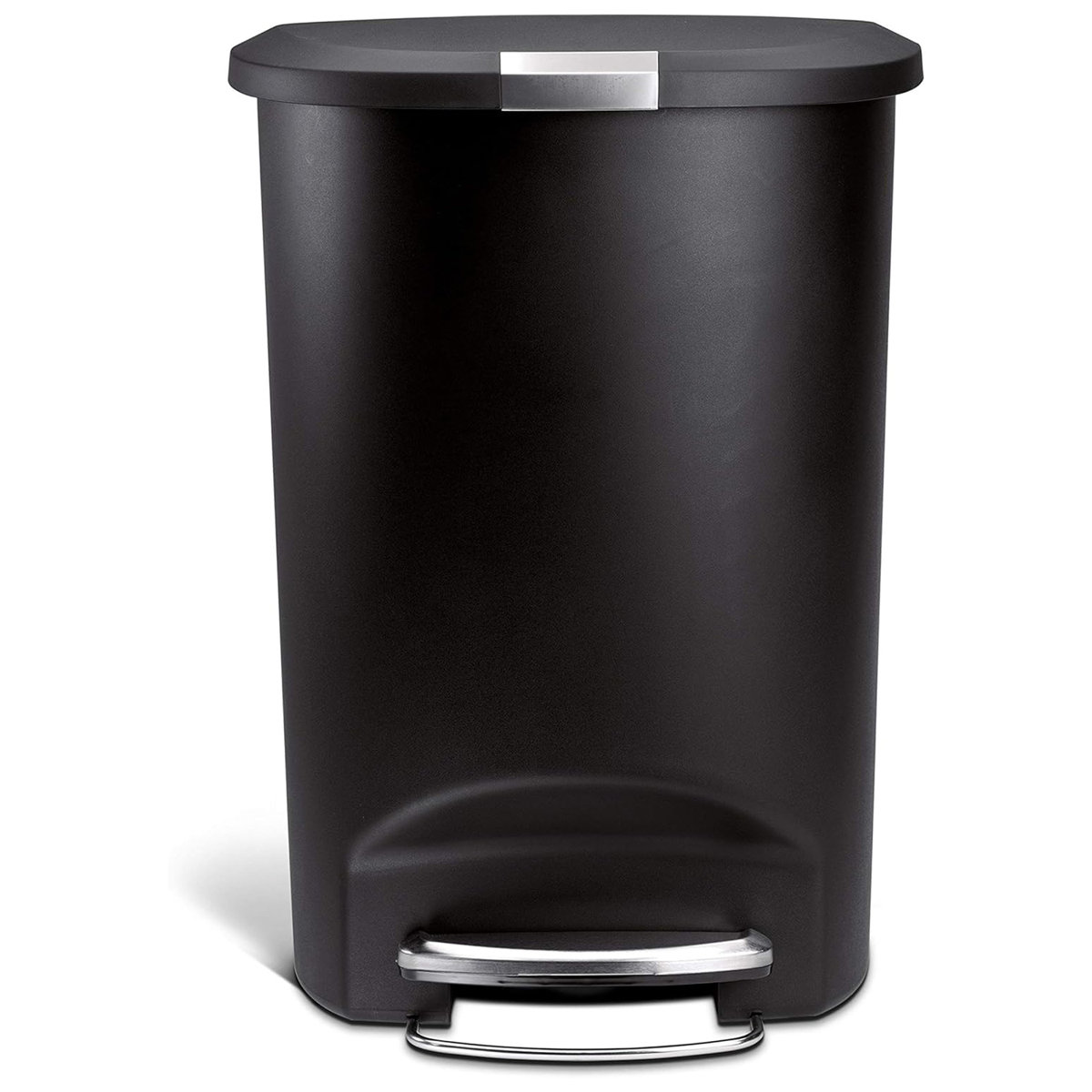 Simplehuman 50 Liter / 13 Gallon Semi-Round Kitchen Step Trash Can with Secure Slide Lock, Plastic